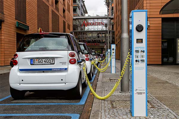 EVs charging on the street